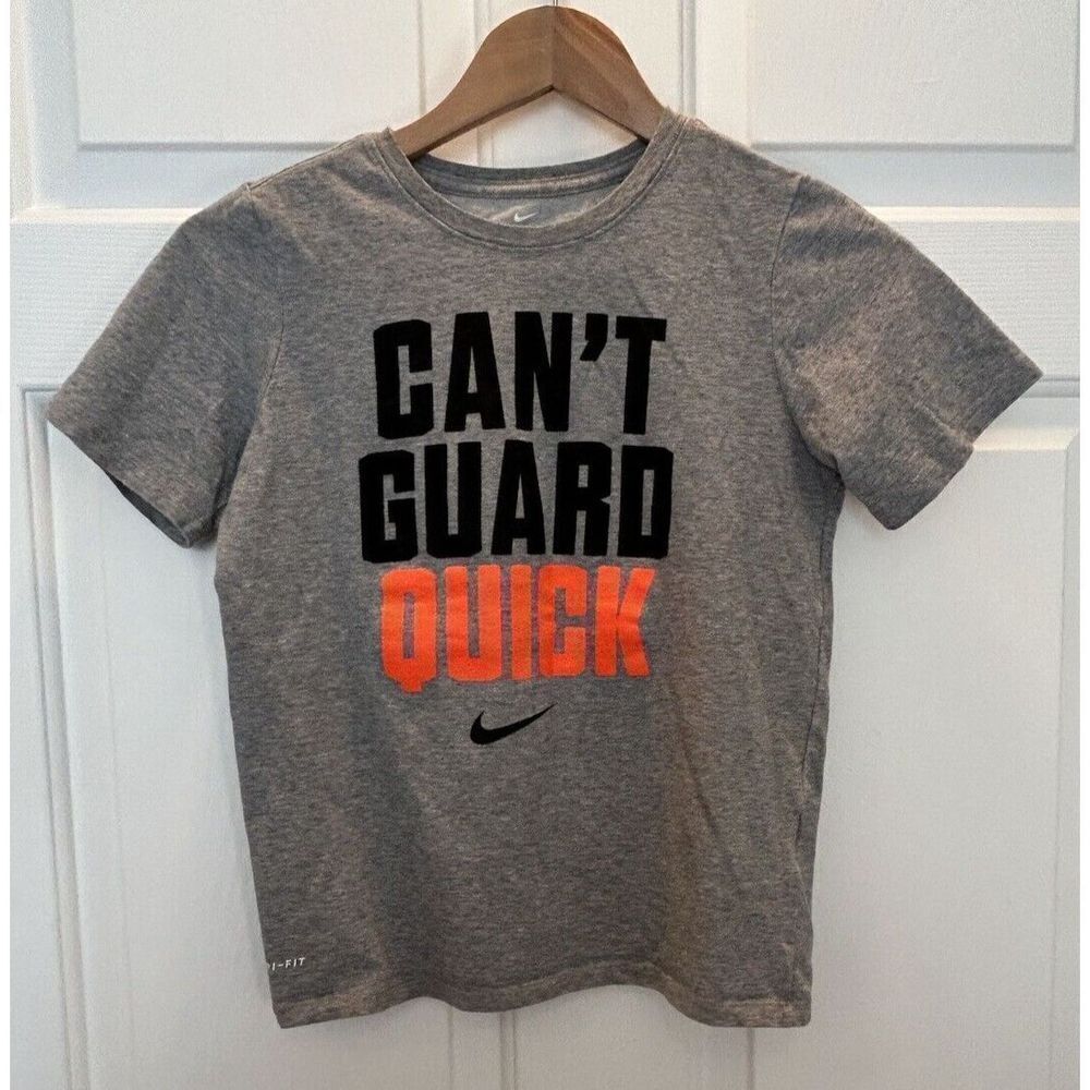 Nike Shirt Youth Medium Gray Short Sleeve Dri-Fit Athletic Cut Can't Guard Quick